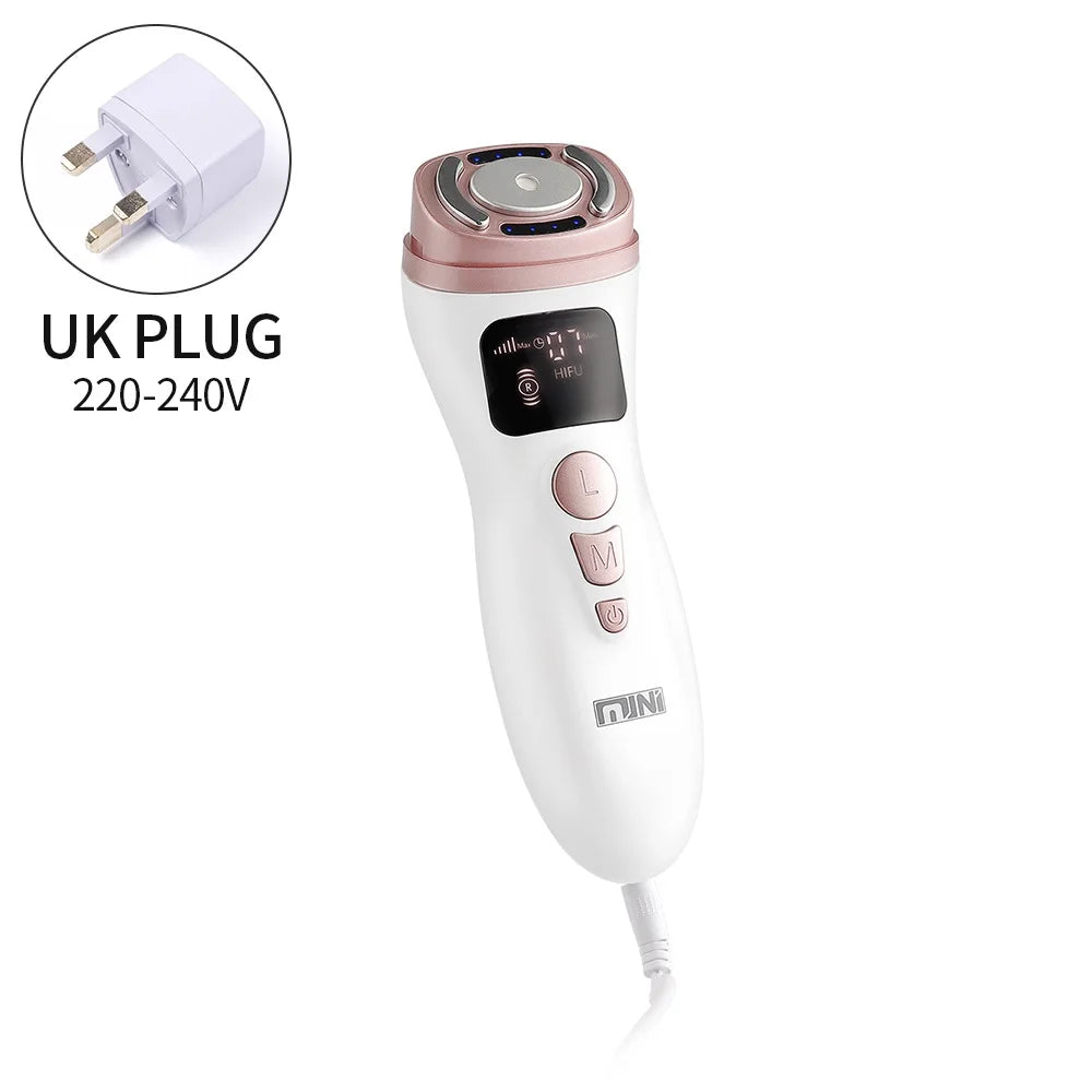 Mini HIFU Machine Ultrasonic RF EMS HIFU Facial Lifting Skin Tightening Device Face Chin Neck Eye Anti Wrinkle Massager Home Use