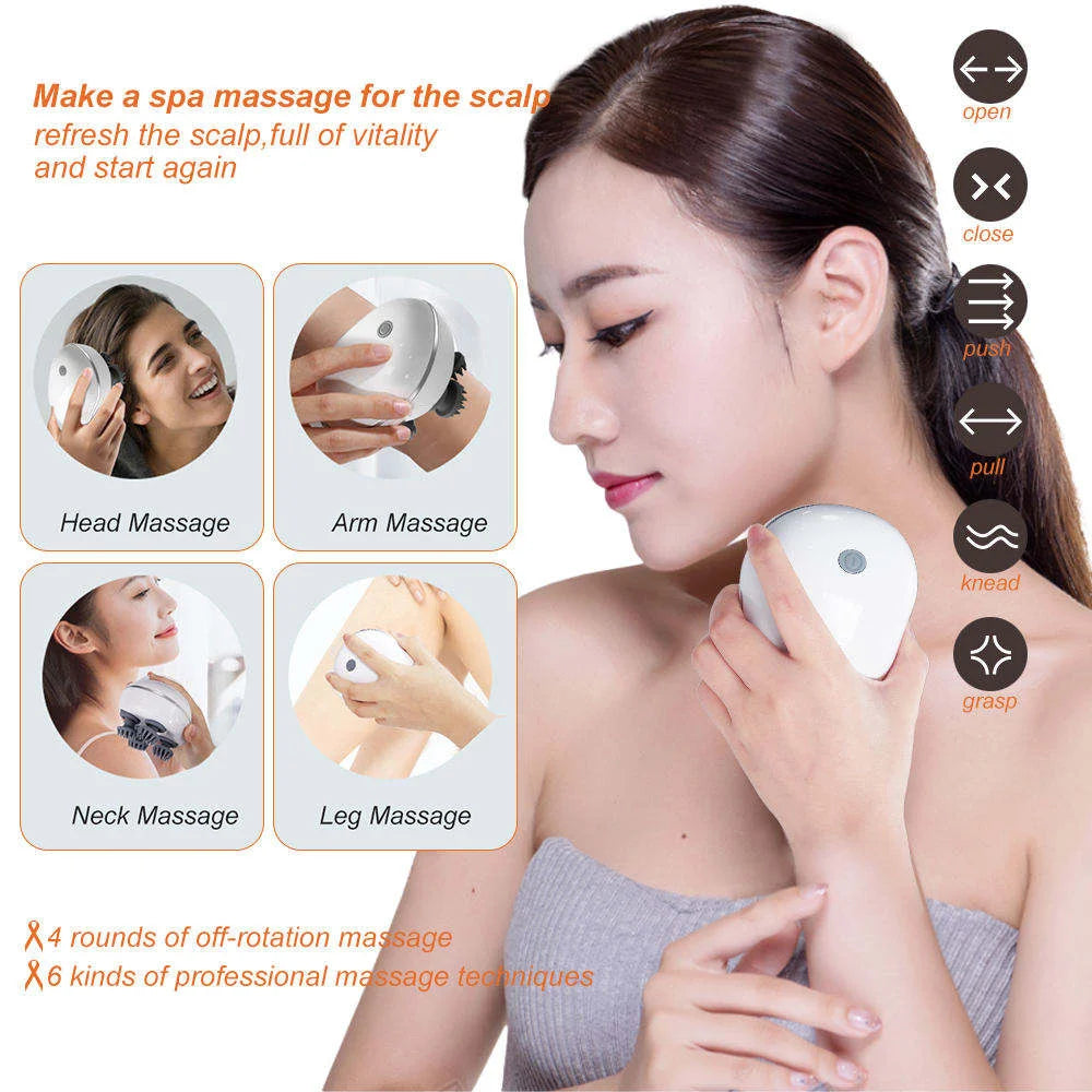 4 Rotating Heads Electric Head Massager with 6 Massage Modes, Relieve Fatigue & Relax Scalp Muscles