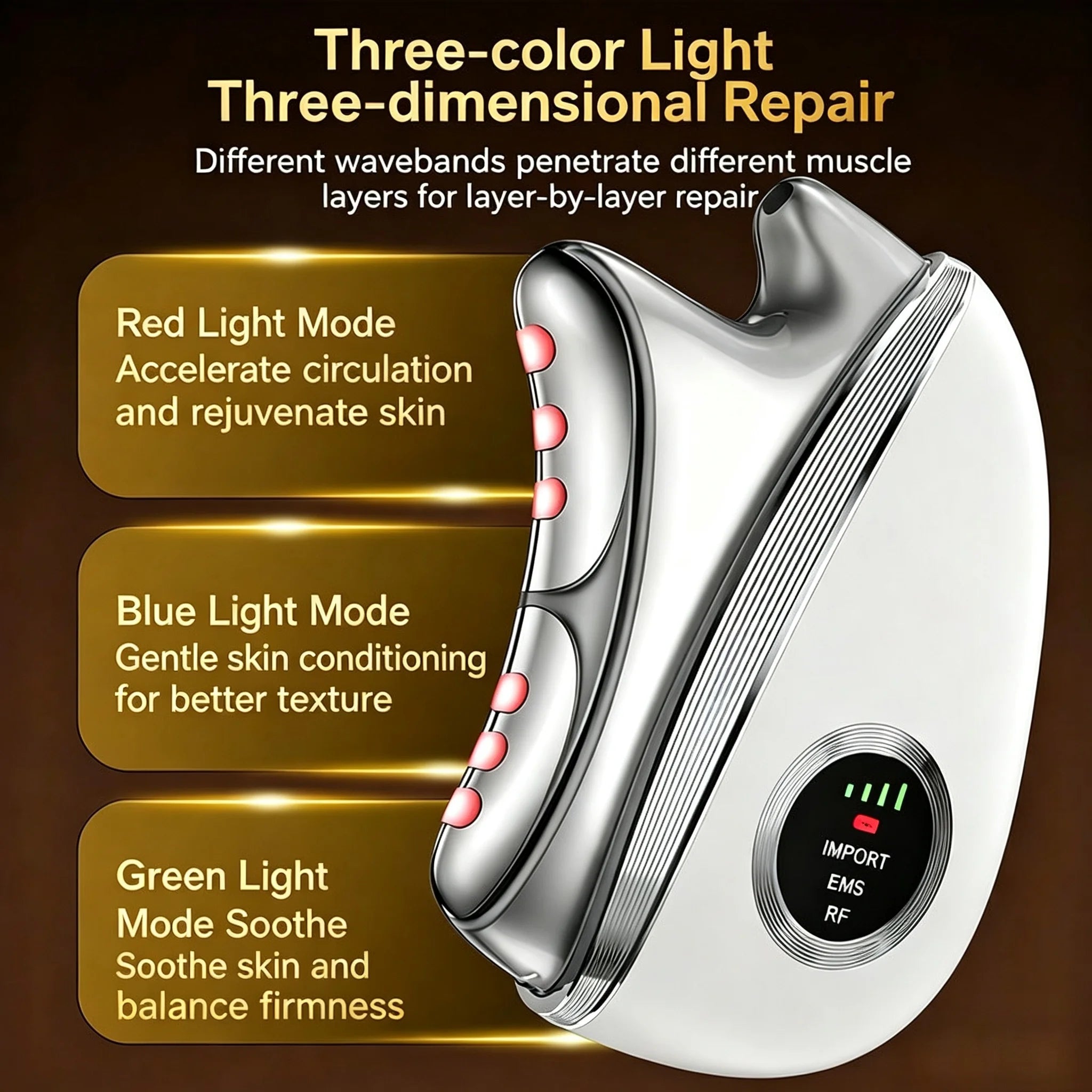 3 in 1 LED Facial Massager Face Contour Wand for Face Neck Microcurrent Beauty Instrument for Skin Care Double Chin Puffiness